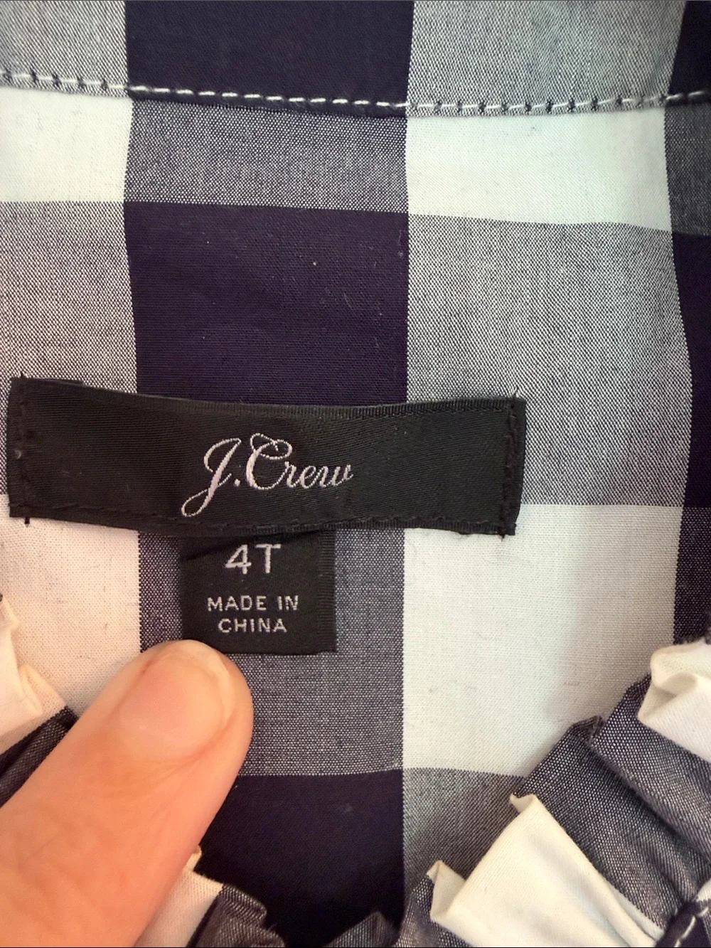 J. Crew Robin Navy & White Gingham Sleeveless Shirtdress Size 4T